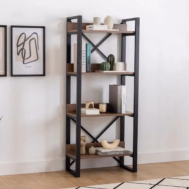 Biblioteca Pignone, Libreria 4 Ripiani, 63x30x150h cm Marrone Noce