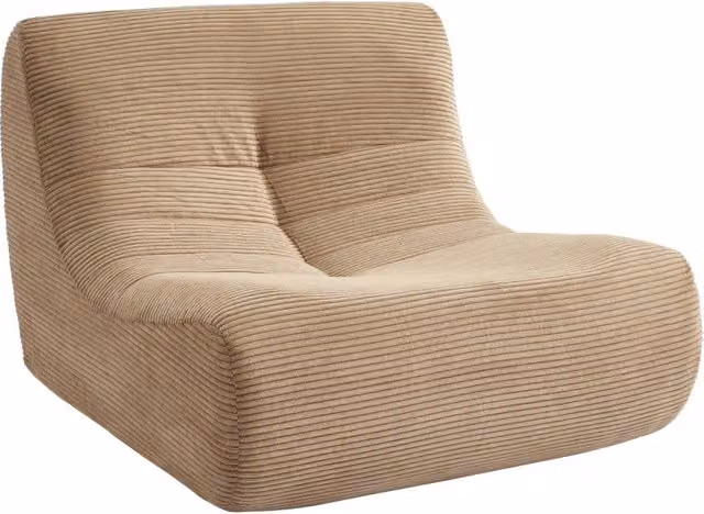 Modulo per divano modulare Sweeek in velluto a coste beige e bianco L: 105 cm, P: 72 cm, H: 35 cm – 1
