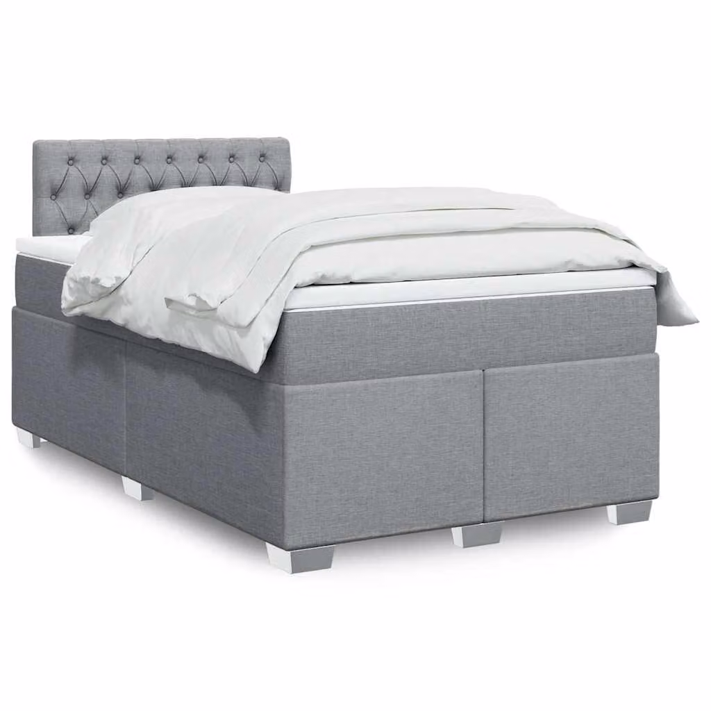 vidaXL Giroletto a Molle con Materasso in Tessuto Grigio e Bianco L/P/H: 120 x 190 cm