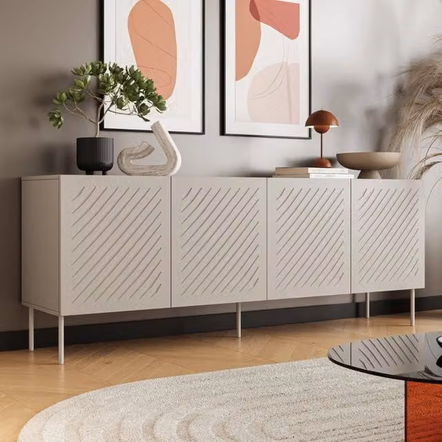 Madia Carema, Credenza 2 Ripiani, 200.5x42x75h cm Beige