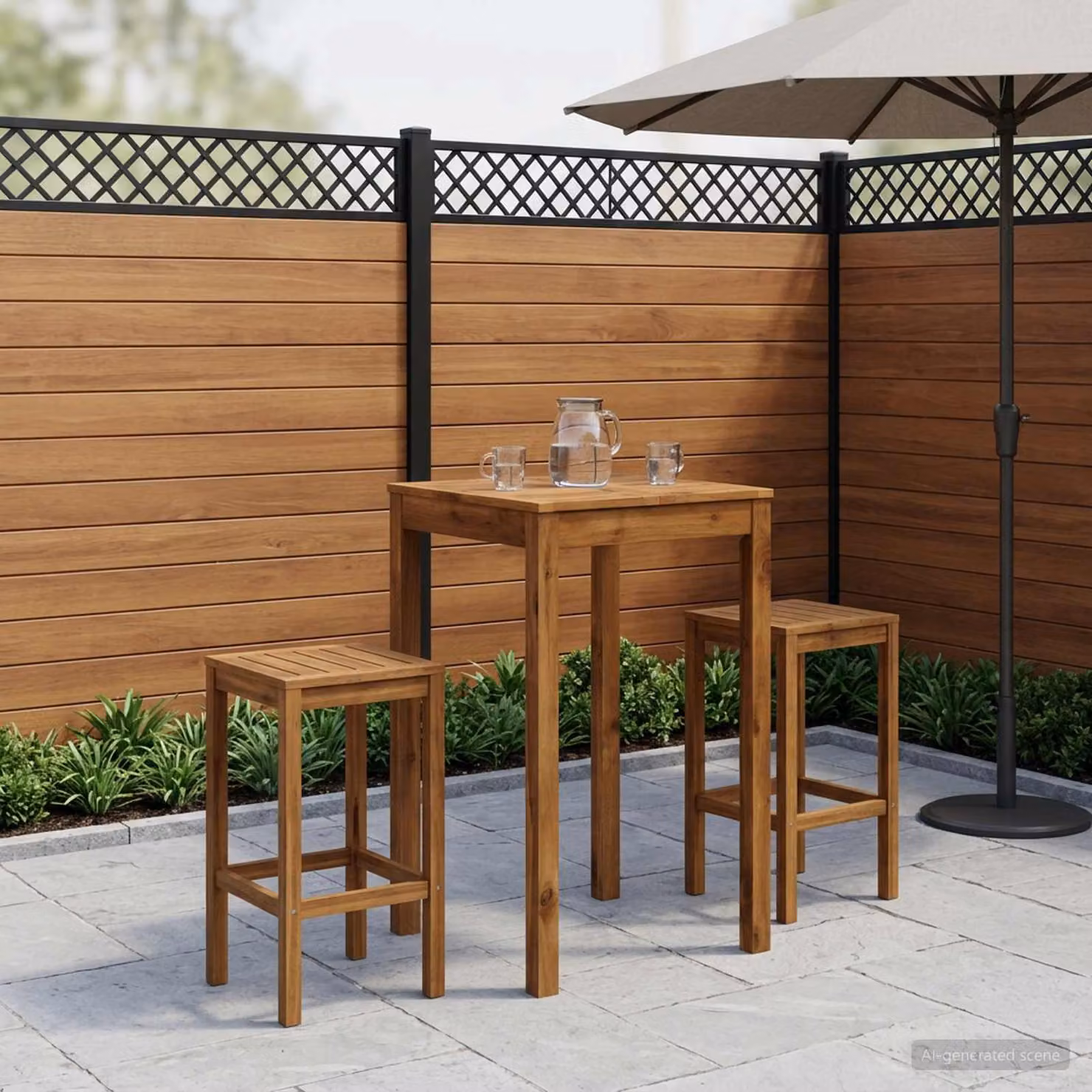 vidaXL Tavolo Bar da Giardino Naturale 60 x 60,5 x 105 cm