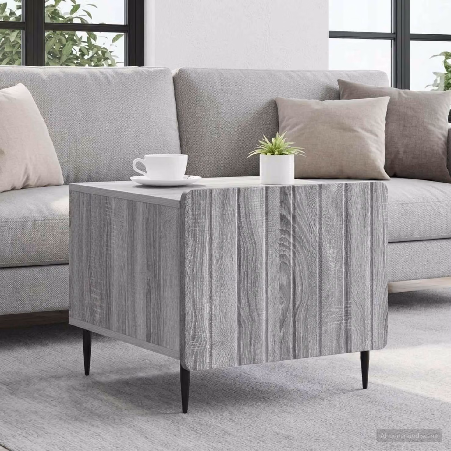 Maison Exclusive - Tavolino Sonoma grigio 49 x 50 x 42 cm in materiale derivato dal legno