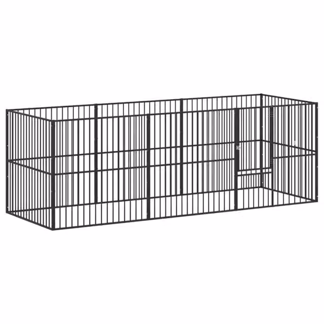 Box per cani in acciaio zincato nero con 8 pannelli CFW2710488