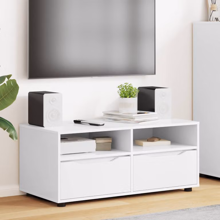 Mobile TV vidaXL moderno in bianco, L 100 cm x P 48 cm x H 43 cm
