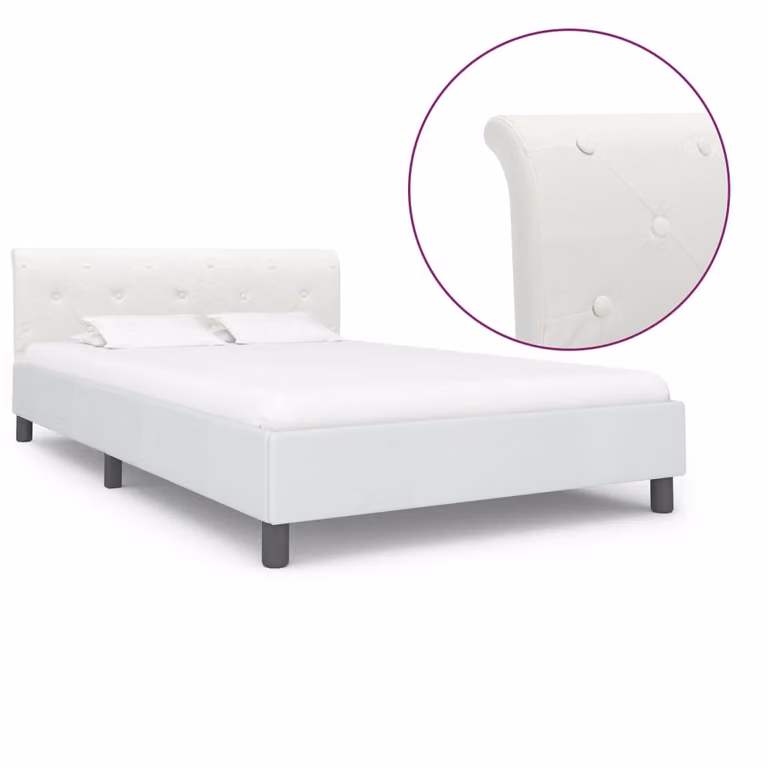 The Living Store Struttura letto in ecopelle bianca 140×200 cm