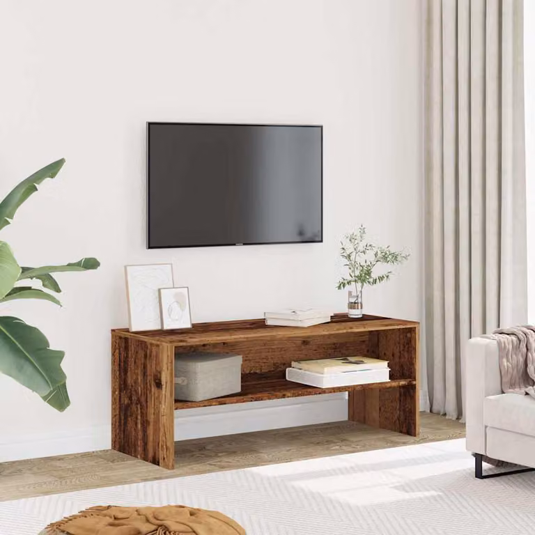 Mobile Porta TV vidaXL in Legno Vecchio Marrone con Scomparti Media L/P/H: 100 x 40 x 40 cm