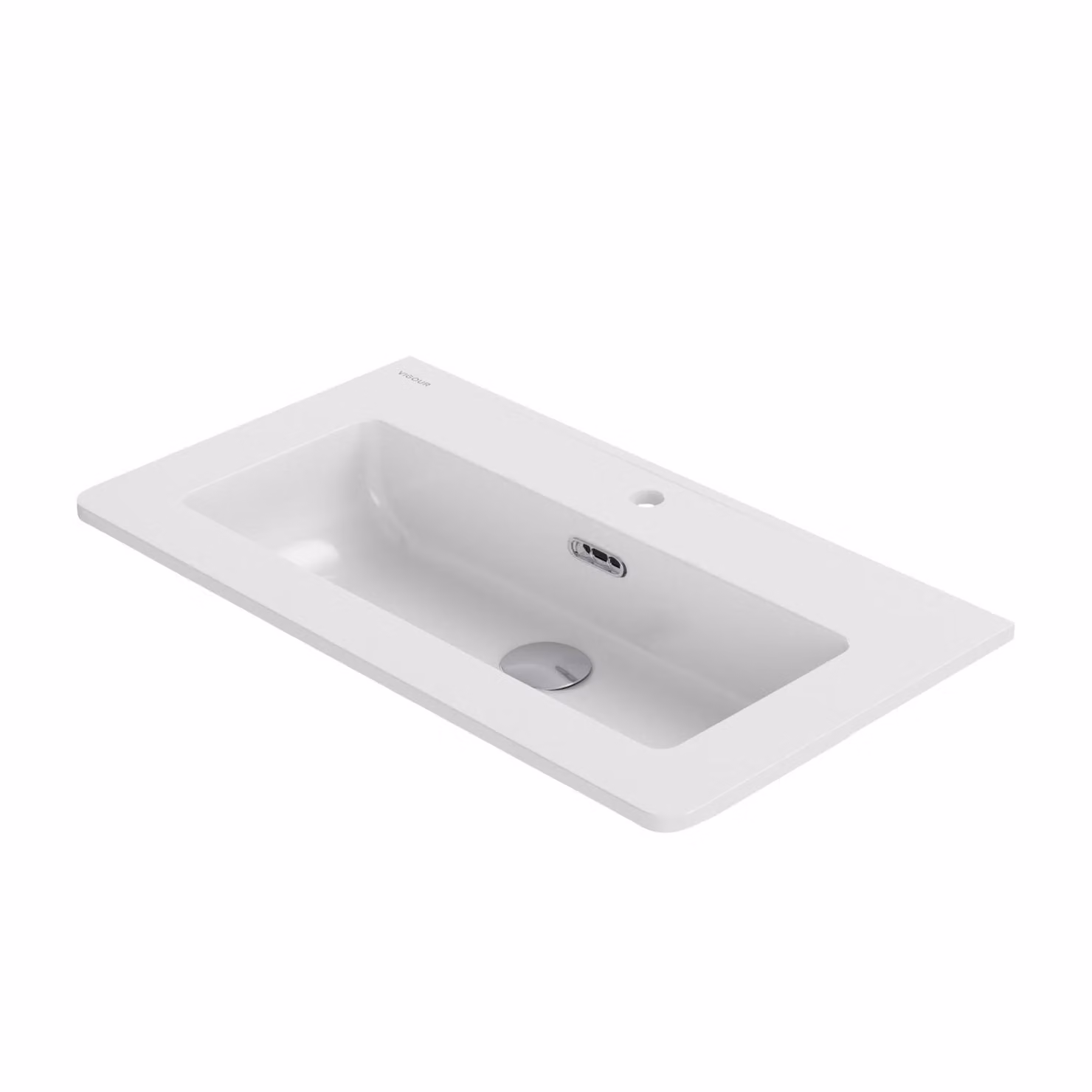 VIGOUR Lavabo d'arredo Clivia con sfioratore e foro per rubinetto 81x46,5 cm, bianco