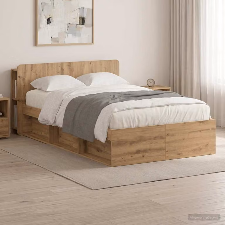 vidaXL Letto con Contenitore Moderno in Legno Marrone L: 200 cm, P: 120 cm, H: 135 cm