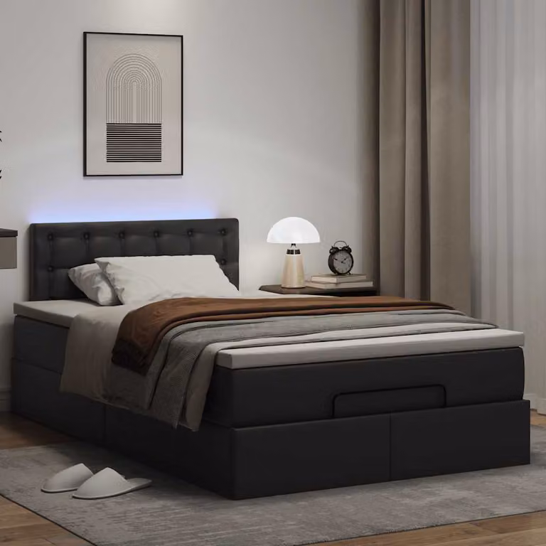 Maison Exclusive - Pouf Letto con Materassi e LED Nero 120x190 cm Pelle finta