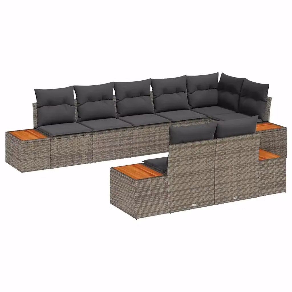 vidaXL Set Divano da Giardino a L con Tavolino e Cuscini, 8 Posti, Grigio – 2