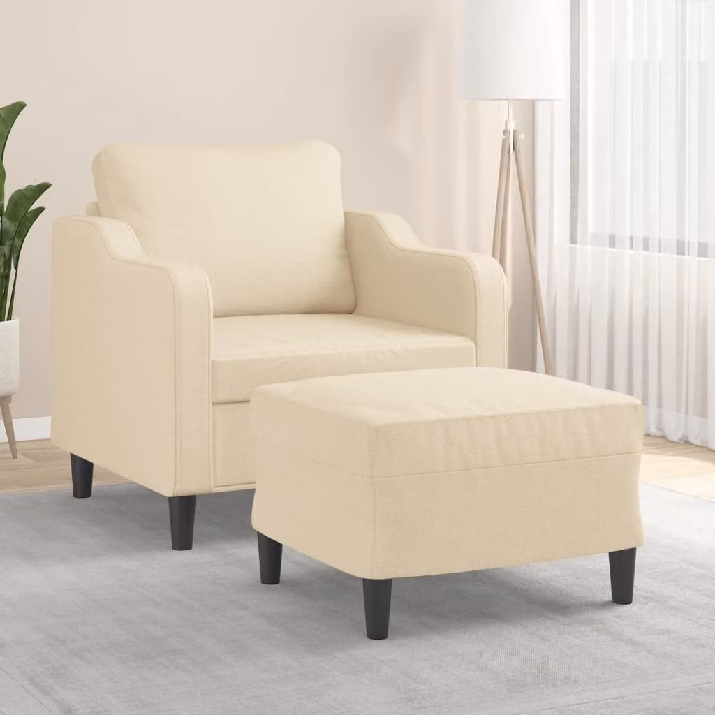 Maison Exclusive - Poltrona con poggiapiedi color crema, 60 cm, in tessuto