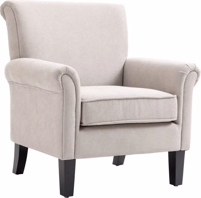 Poltrona d'Arredo in Stile Nordico con Braccioli 79x78x87 cm in Legno e Poliestere Grigio e Marrone