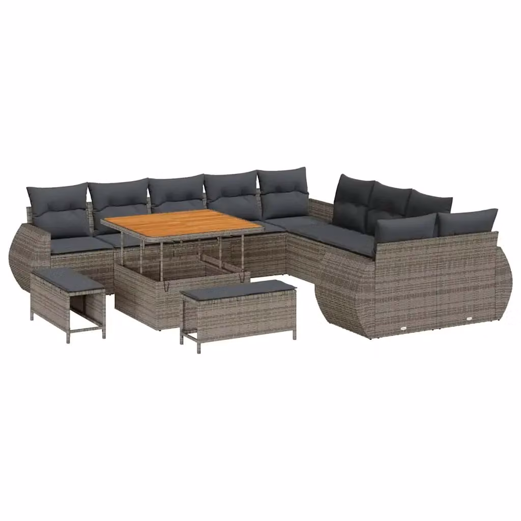 Set Divano da Giardino a Forma di U vidaXL Grigio con Cuscini e Tavolino da Esterno – 2