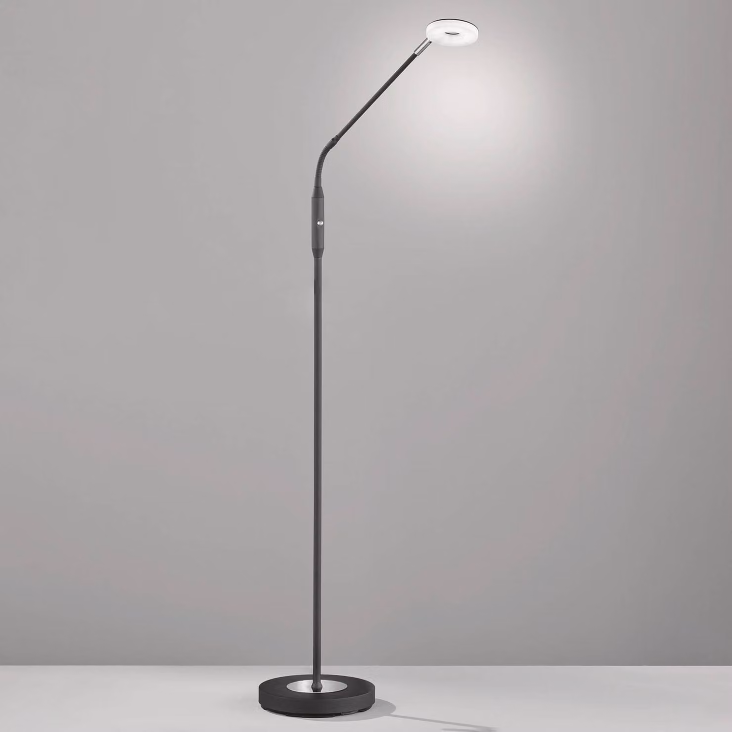 FISCHER & HONSEL Lampada da terra a LED Dent, dimmerabile, Nero, Soggiorno / Sala da pranzo, Metallo, Moderno, Lampada LED da terra