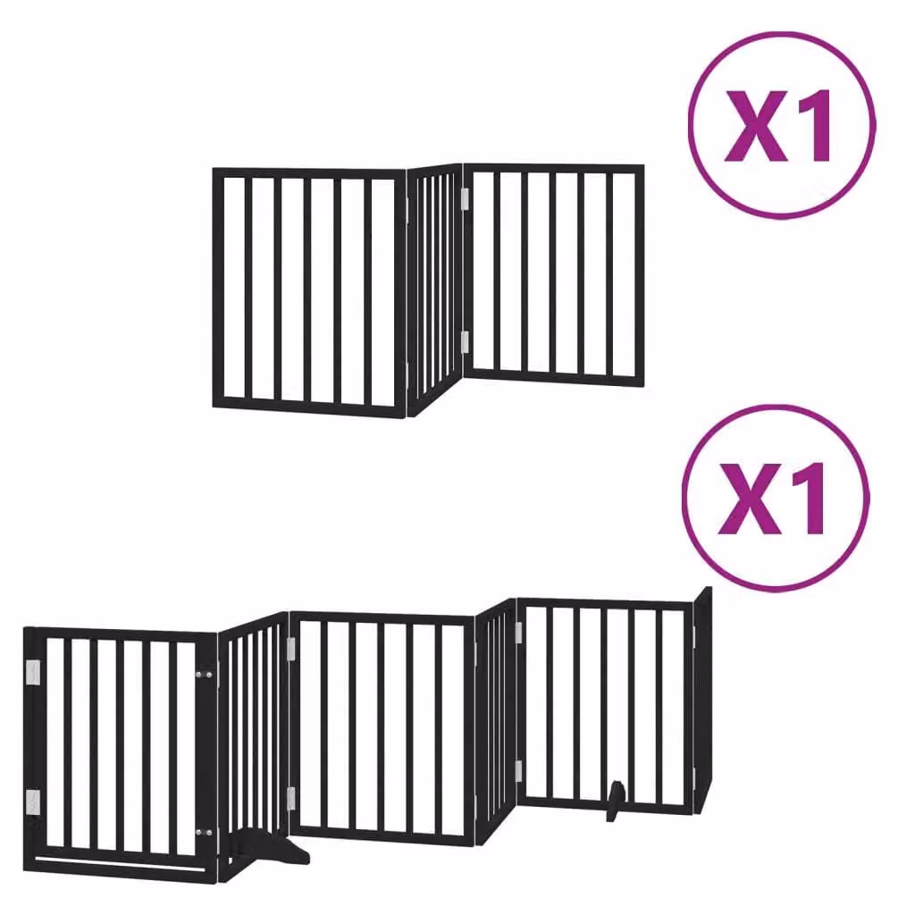 Cancello per Cani Porta Pieghevole Nero 9 Pannelli 450cm Pioppo