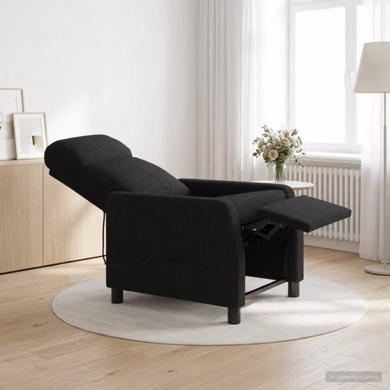 Poltrona relax reclinabile vidaXL in tessuto nero con braccioli