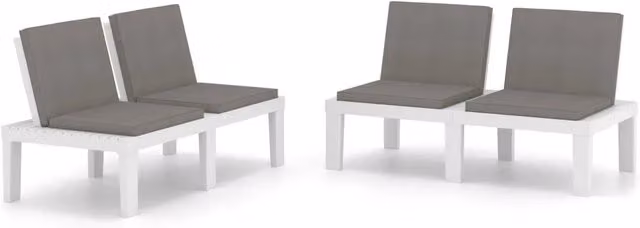 Panchine da Giardino | Panca da Giardino con Cuscini 2 pz in Plastica Bianche