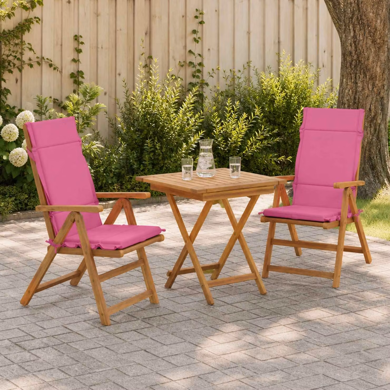 Set di 2 cuscini per sedia alta vidaXL GEMERT in poliestere rosa con rivestimento rimovibile e antiscivolo
