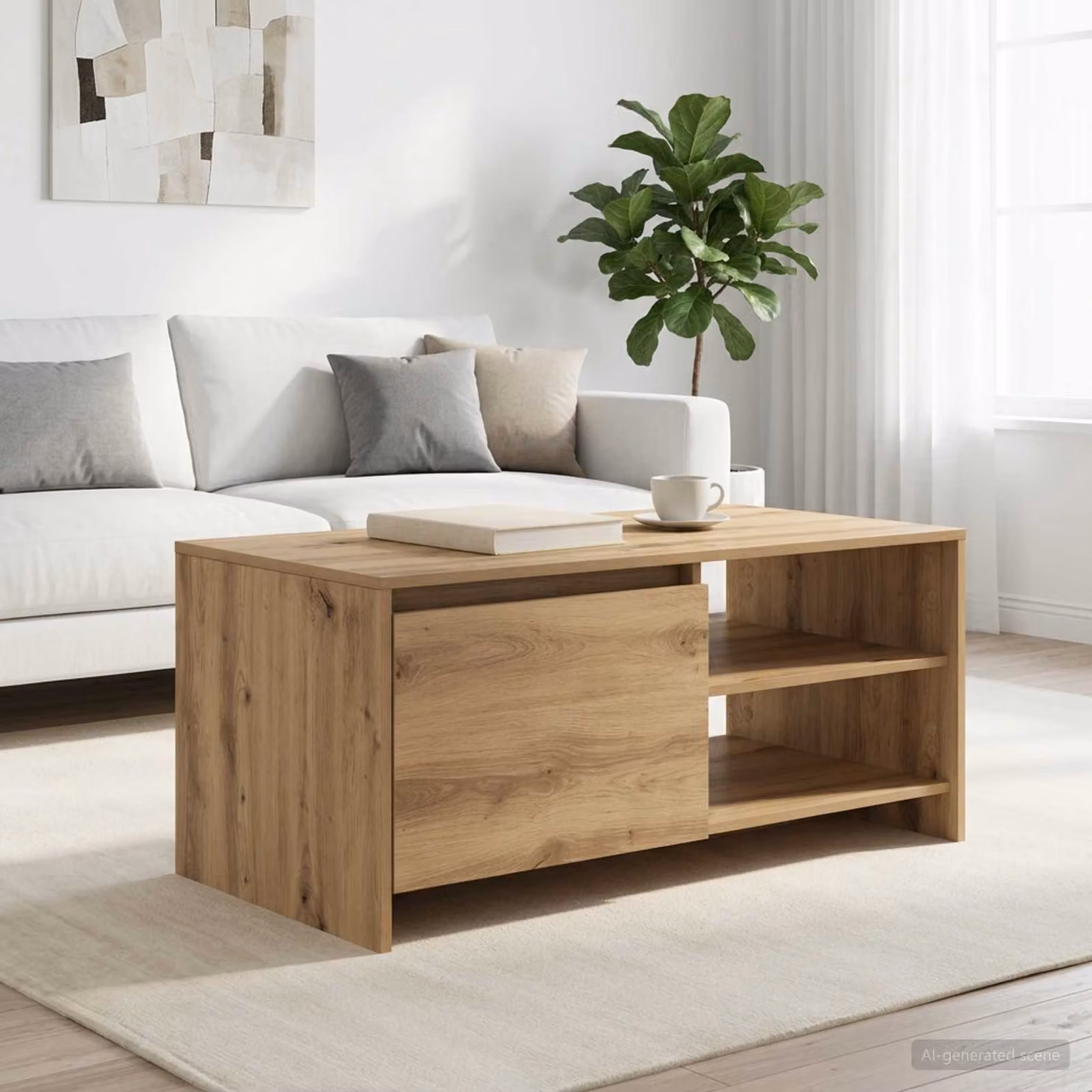 vidaXL Tavolino da salotto moderno in legno color rovere marrone L: 102 cm, P: 50 cm, H: 45 cm