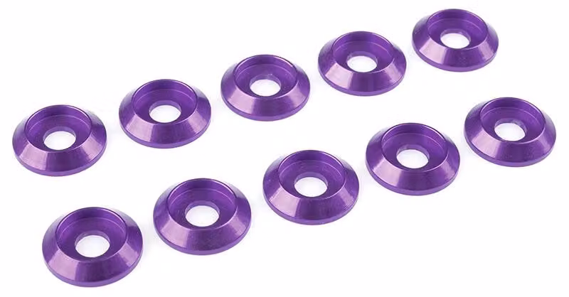 Rondella in alluminio G-Force per viti a testa esagonale M4, diametro di contatto (AD) 12 mm, colore viola, confezione da 10 pezzi / GF-0407-042