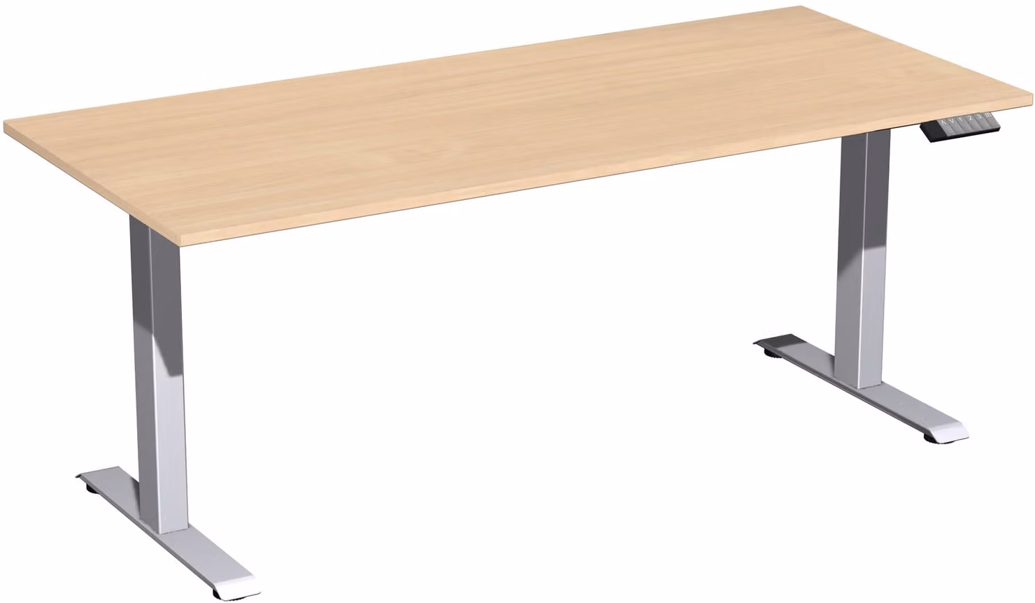 Tavolo elevatore elettrico regolabile in altezza, 1800x800x730-1230, faggio/argento
