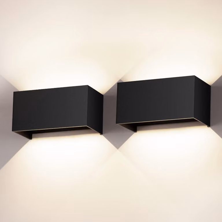 Set di 2 applique LED da 24W, 4000K, colore nero, grado di protezione IP65