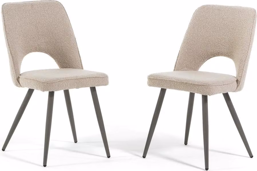 set di 2 sedie imbottite per interni in tessuto bouclé con gambe in metallo - design moderno ed elegante con scocca aperta, comoda ed elegante, ideale per cucina, sala da pranzo, soggiorno o ristorante - KETTY