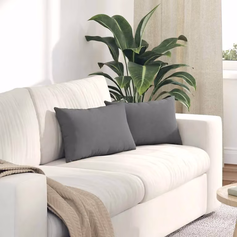 Set di 2 cuscini da divano vidaXL in tessuto grigio con fodera rimovibile, L 50 cm x P 30 cm