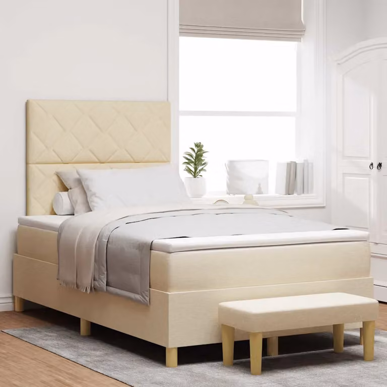 Letto a molle con testiera vidaXL in tessuto beige L: 120 cm, P: 200 cm, H: 193 cm