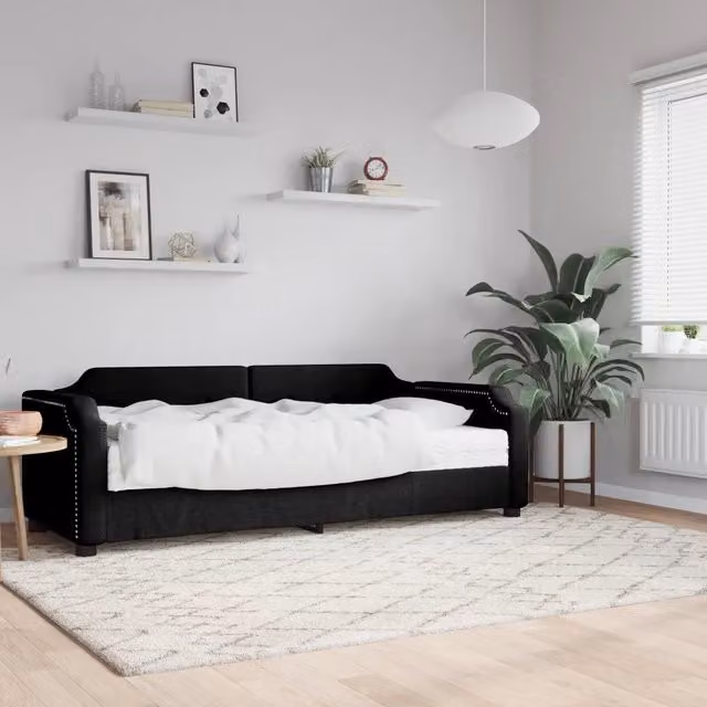 Divano Letto con Materasso Nero 90x200 cm in Tessuto 3197618