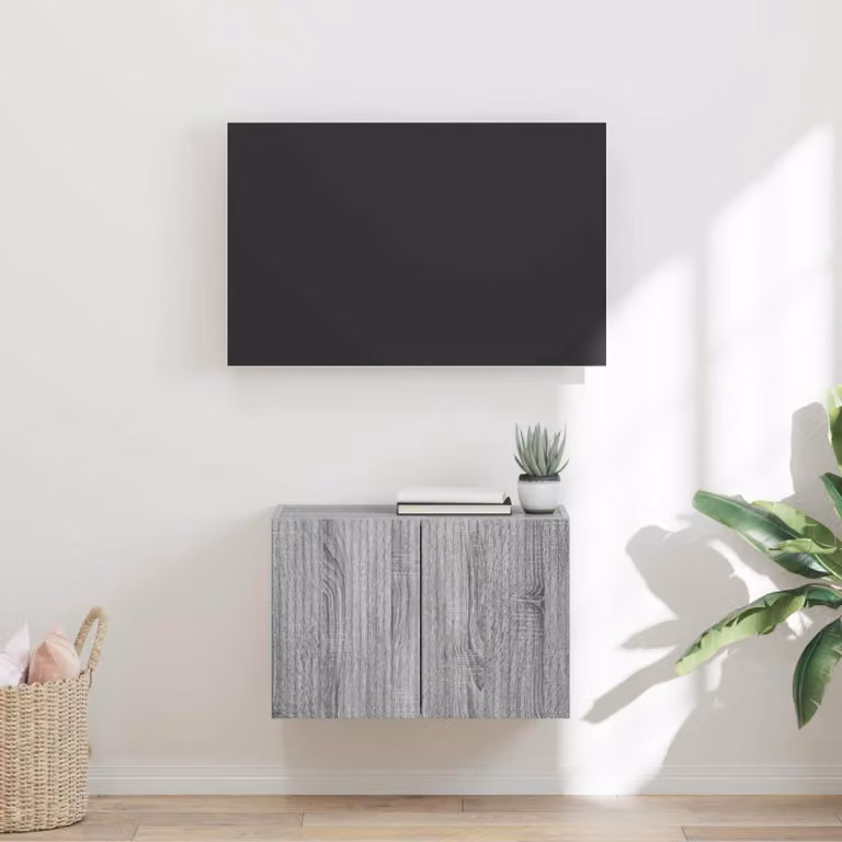 Mobile TV da parete vidaXL Grigio Sonoma L: 59,5 cm, P: 31 cm, H: 40 cm
