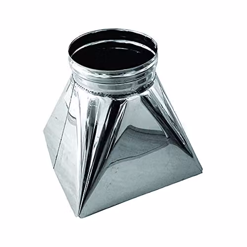 Tramoggia quadro x-tondo canna fumaria DN 230 tubo acciaio inox 316