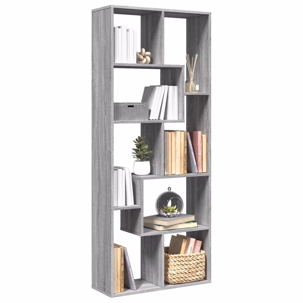 Libreria Divisorio vidaXL Moderna in MDF Grigio Opaco L: 67 cm, P: 25 cm, H: 161,5 cm