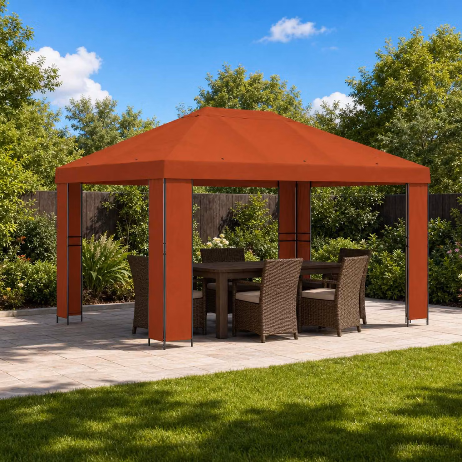 Gazebo vidaXL in acciaio e poliestere color terracotta L: 4 m x P: 3 m
