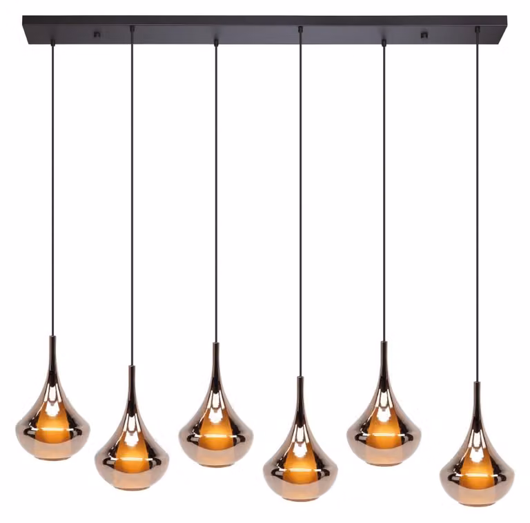 Lampada a sospensione design Almoster, modello "recht", 6 luci