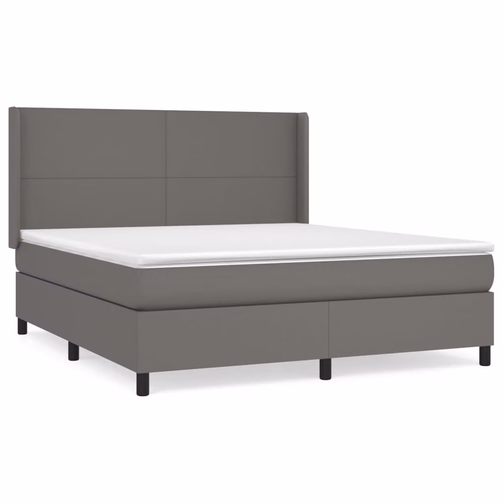 Giroletto a Molle con Materasso Grigio 160x200 cm in Pelle finta