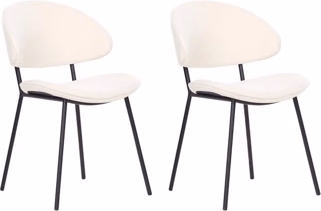 Set di 2 sedie da pranzo BELIANI in stile moderno con sedile imbottito in tessuto beige e schienale curvo senza braccioli