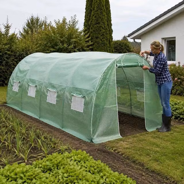 Replacement Cover For Greenhouse (18 Square Meter) 300x600x200 Cm Green