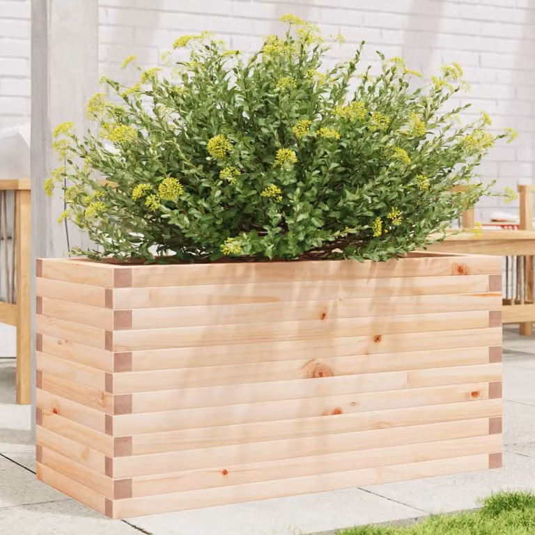 vidaXL Fioriera da Giardino in Legno di Pino Marrone L: 90 cm, P: 40 cm, H: 45,5 cm