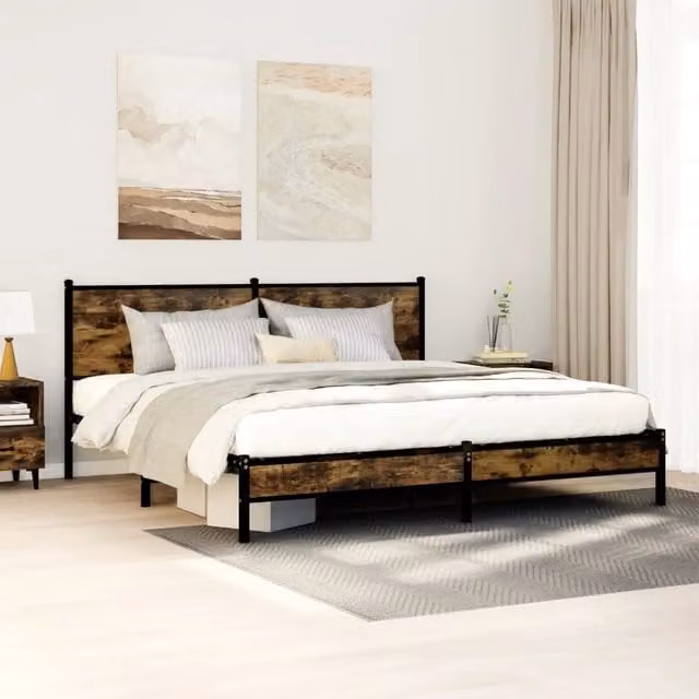 Giroletto in metallo e legno vidaXL colore Rovere Fumo L: 187 cm, P: 219 cm, H: 91,5 cm – 1