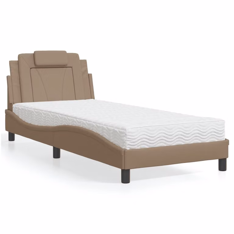 Letto con materasso vidaXL Viana in similpelle color cappuccino L/P: 80 x 200 cm