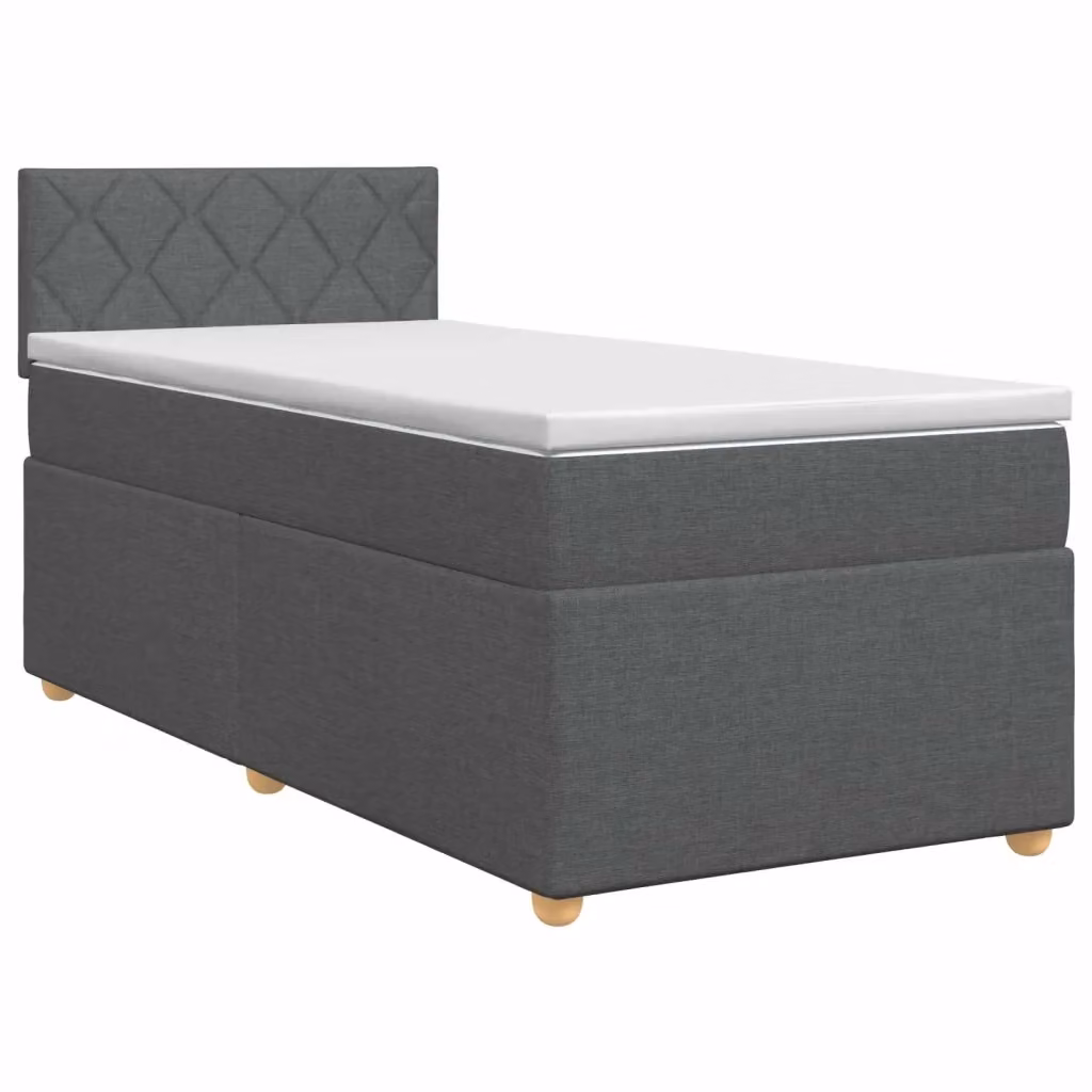 Letto box spring con materasso vidaXL in tessuto grigio e bianco, L/P: 190 x 90 cm – 2