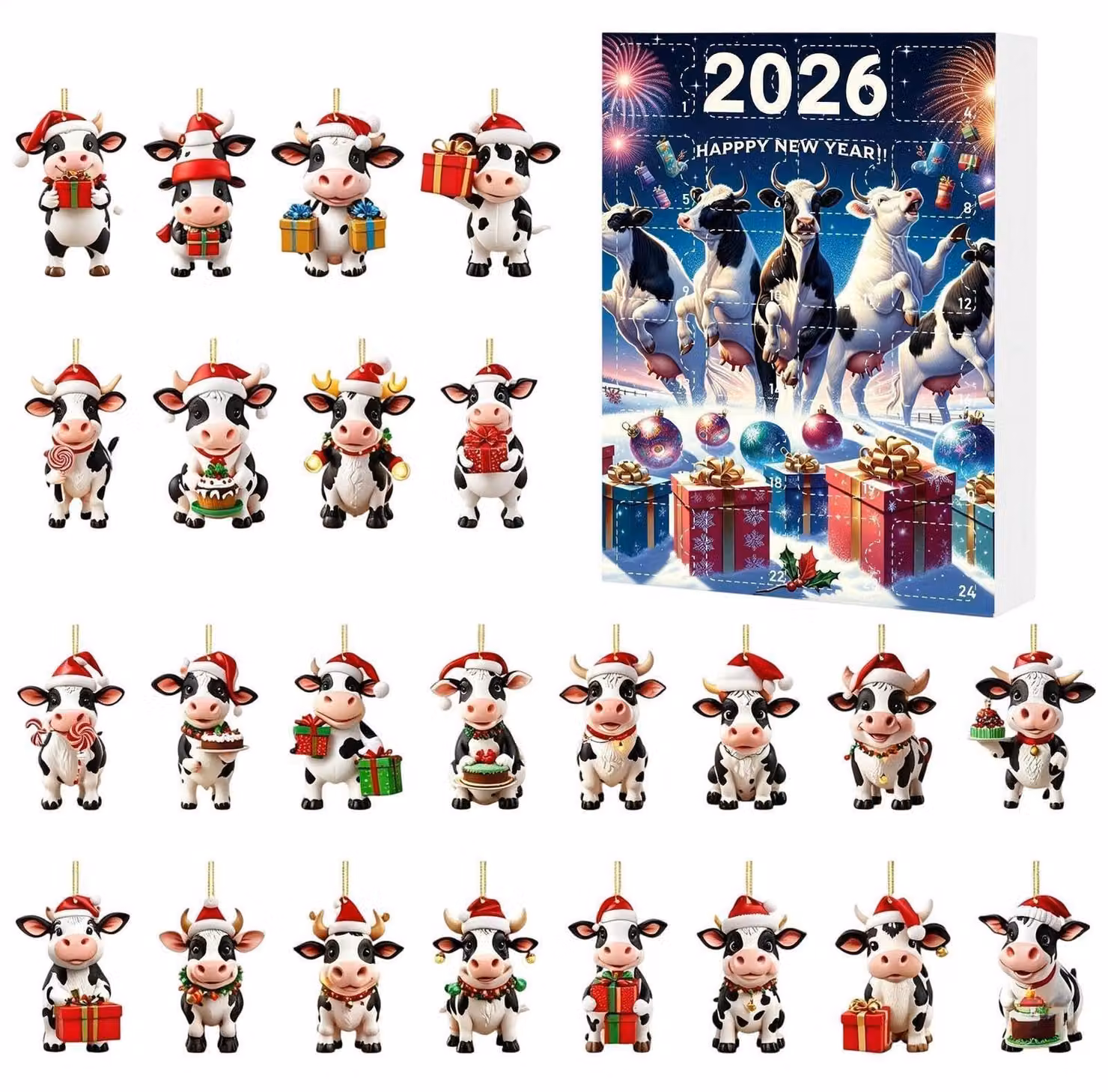 Calendario dell'Avvento per Natale con decorazioni in acrilico