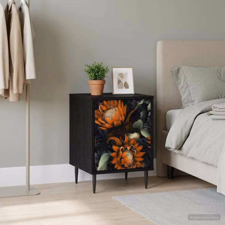 vidaXL Armadio da Notte LOCHEM Rovere Nero e Marrone L/P/H: 36 x 33 x 51 cm