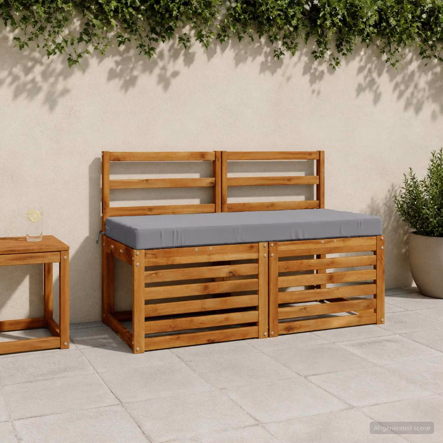 Set di 2 cuscini per panchina vidaXL in poliestere grigio, forma rettangolare L: 120 cm, P: 50 cm