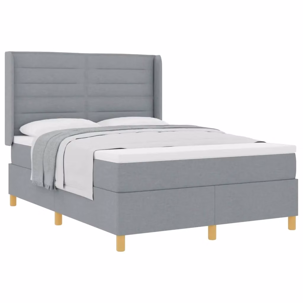 Letto a molle con materasso vidaXL in tessuto Grigio e Oro L 140 x P 200 cm – 2