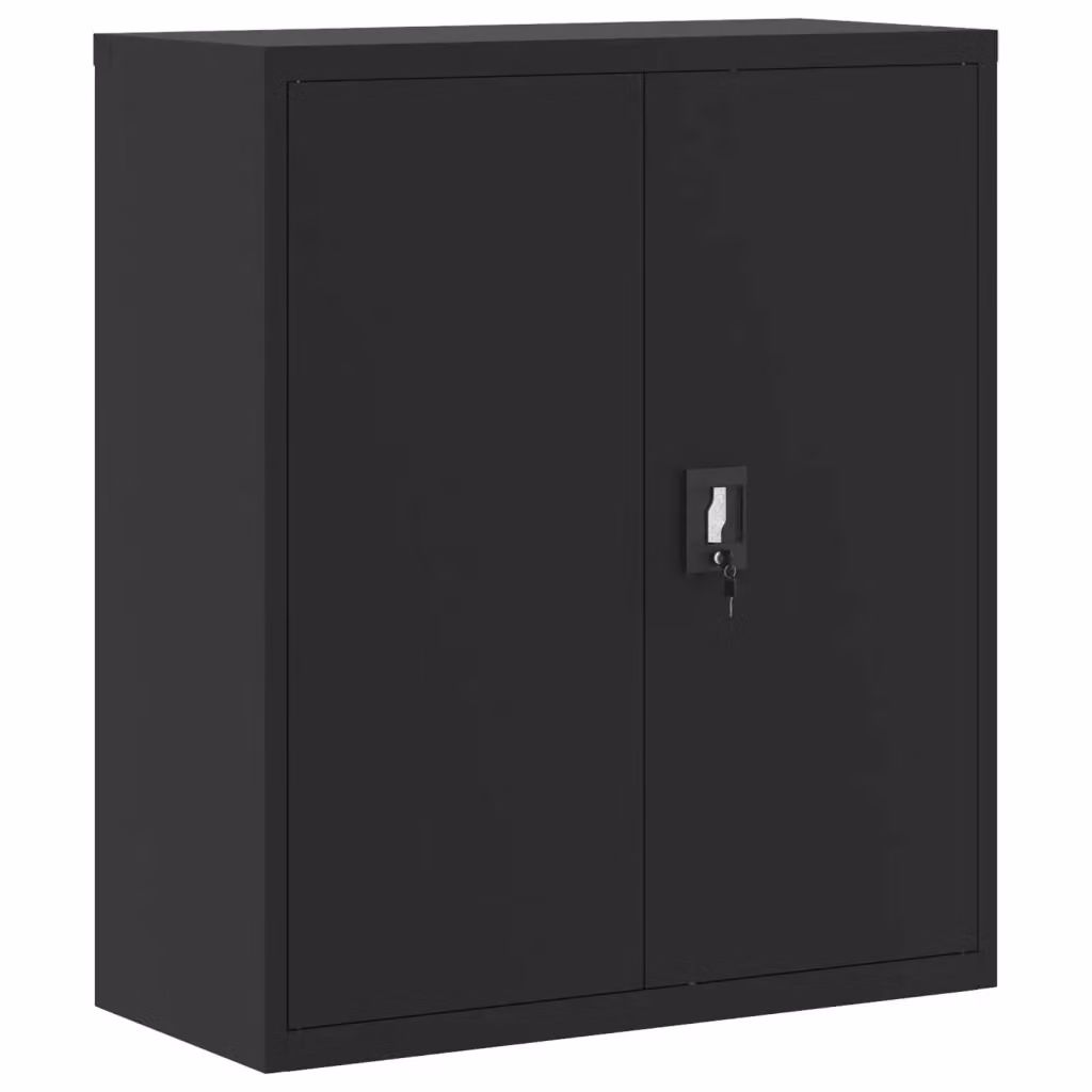 Armadio Classificatore vidaXL in Metallo Nero con Ante a Battente e Ripiani Regolabili L: 90 cm, P: 40 cm, H: 105 cm – 2
