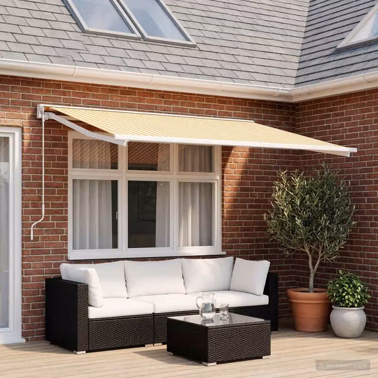 Telo di ricambio per tenda da sole vidaXL in poliestere, Giallo e Bianco, L 400 cm x P 300 cm