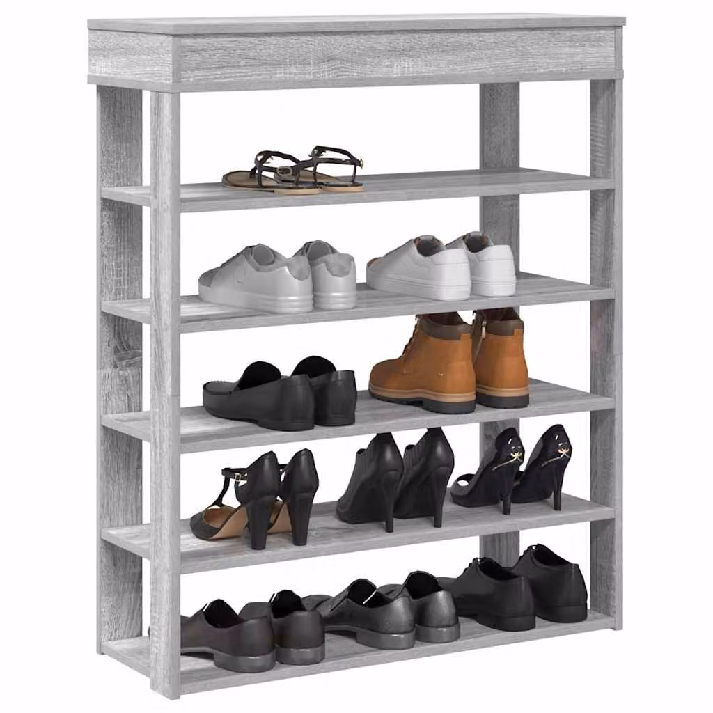 Scarpiera moderna vidaXL in legno e MDF grigio con ripiani interni, L 80 cm x P 30 cm x H 98 cm
