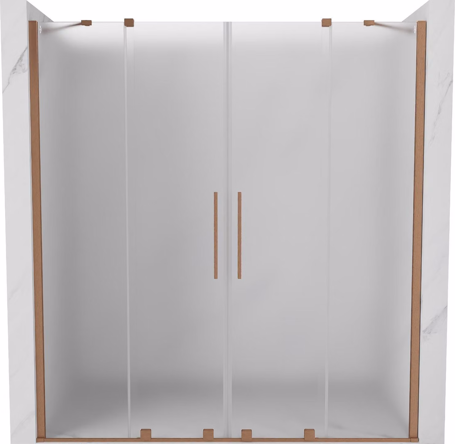 Mexen Velar Duo porte doccia scorrevoli 170 cm, brina, rame spazzolato - 871-170-000-32-65